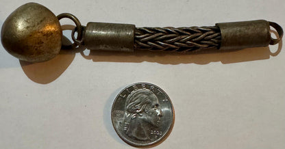 Antique brass foxtail chain with dome pendant and quarter coin for scale.