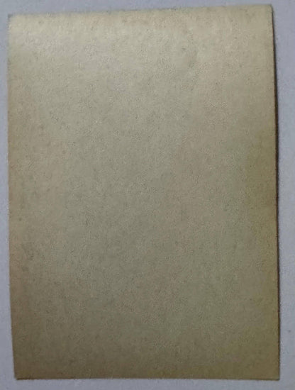 Cream-colored vintage broom label with embossed texture, photographed flat against white background