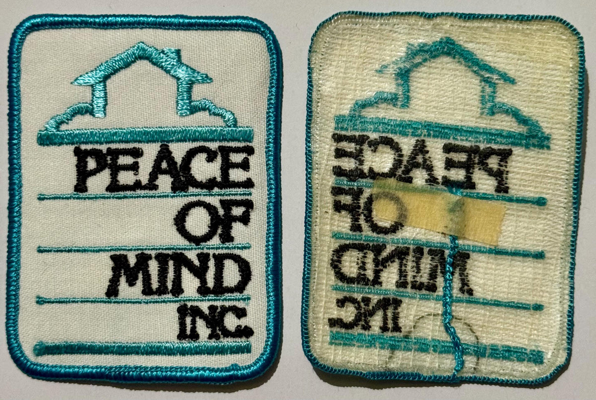 Peace of Mind Inc. patch front and back side by side