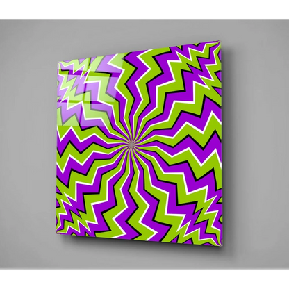 Electric Purple and Lime Zigzag Glass Wall Art | Glass Wall Art Print | vintageantiquesgifts.com