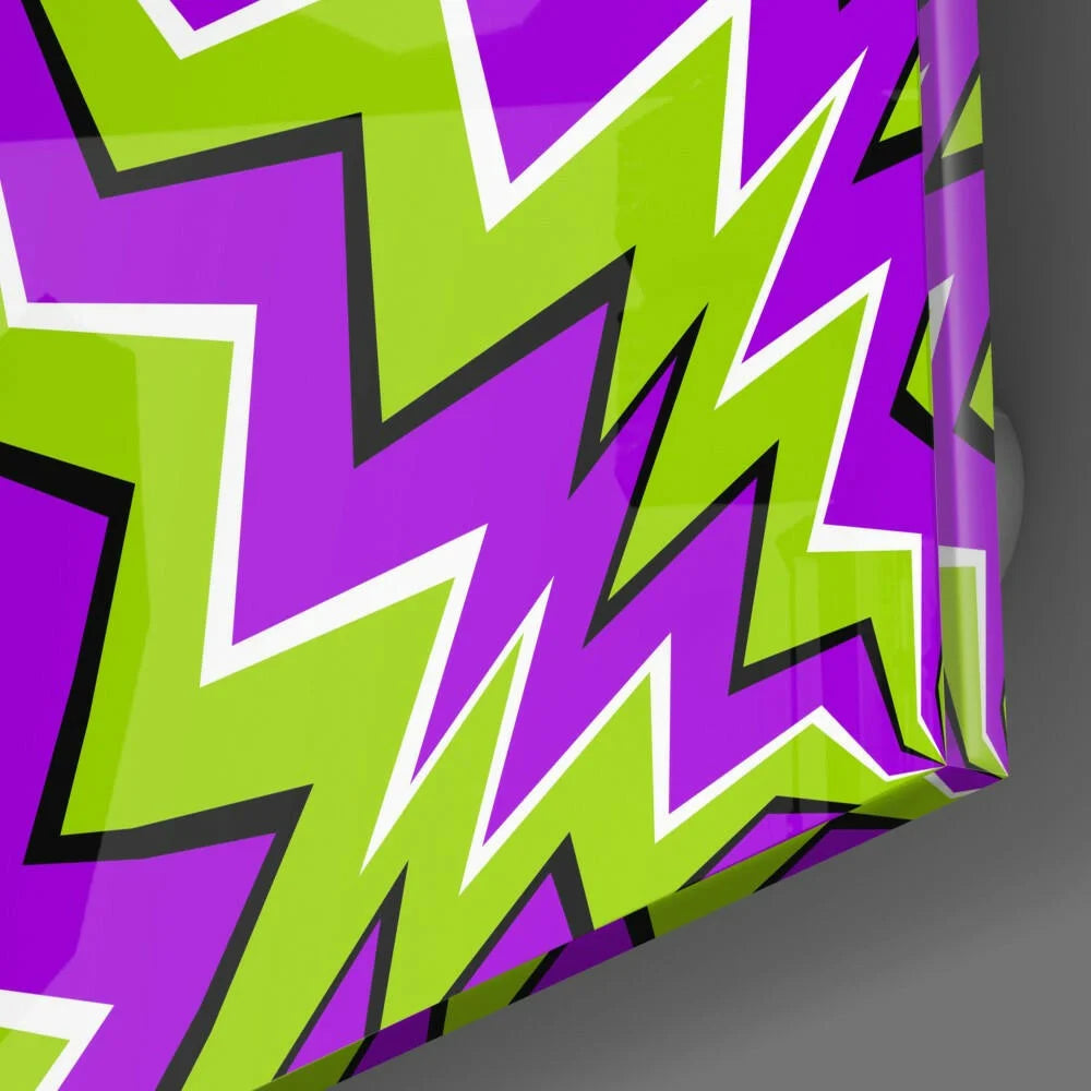 Electric Purple and Lime Zigzag Glass Wall Art | Modern Wall Art Decor | vintageantiquesgifts.com