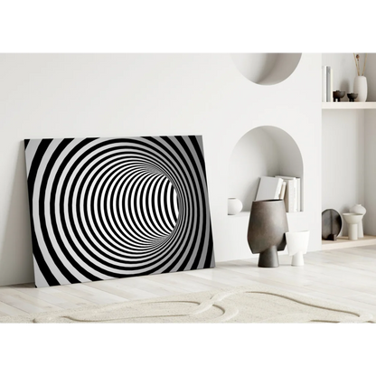 Hypnotic Spiral Tunnel Wall Art in Bold Black and White | Modern Wall Art Decor | vintageantiquesgifts.com