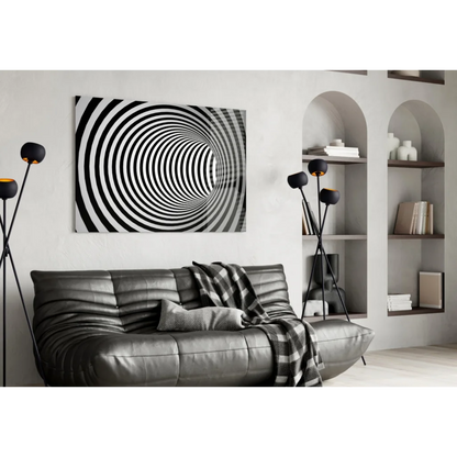 Hypnotic Spiral Tunnel Wall Art in Bold Black and White | Contemporary Home Wall Art | vintageantiquesgifts.com
