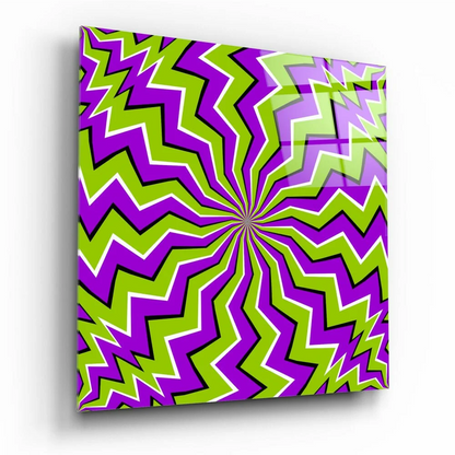 Electric Purple and Lime Zigzag Glass Wall Art | Insigneart USA | vintageantiquesgifts.com