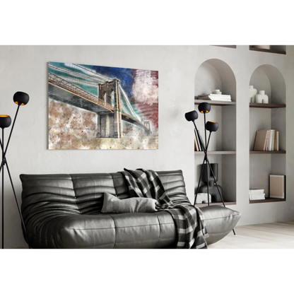 Brooklyn Bridge Splatter Glass Wall Art Canvas Print | Contemporary Home Wall Art | vintageantiquesgifts.com