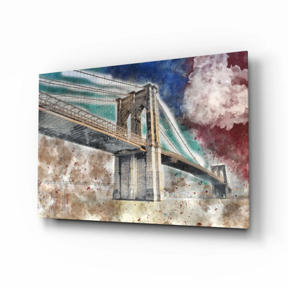 Brooklyn Bridge Splatter Glass Wall Art Canvas Print | Insigneart USA | vintageantiquesgifts.com
