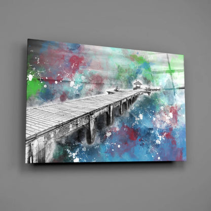 Vibrant pier splash watercolor canvas wall art print