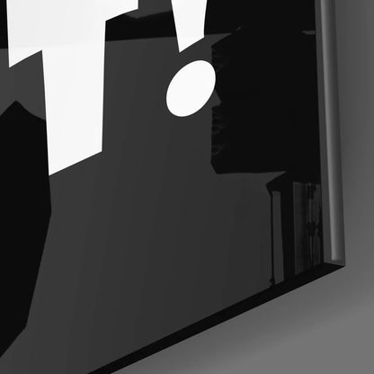 Boss Vibes tempered glass art with bold black and white geometric shapes