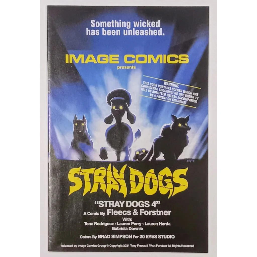 Stray Dogs Issue 4 first print cover from Image Comics with black purple dogs