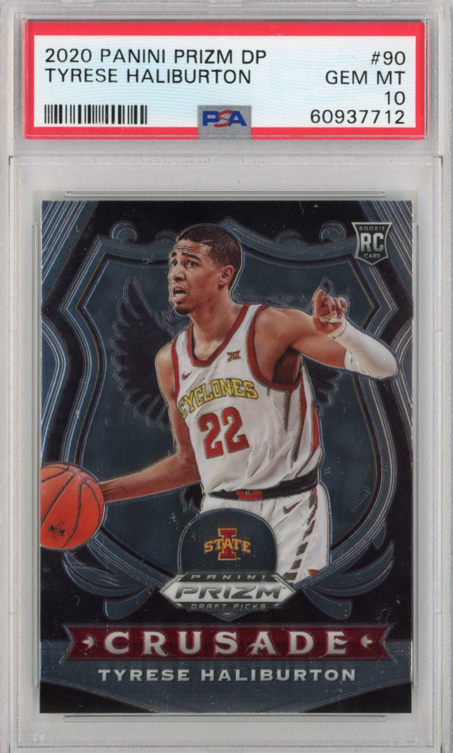 Graded 2020-21 Panini Prizm Draft Picks Tyrese Haliburton #90 Crusade Rookie RC Basketball Card PSA 10 Gem Mint