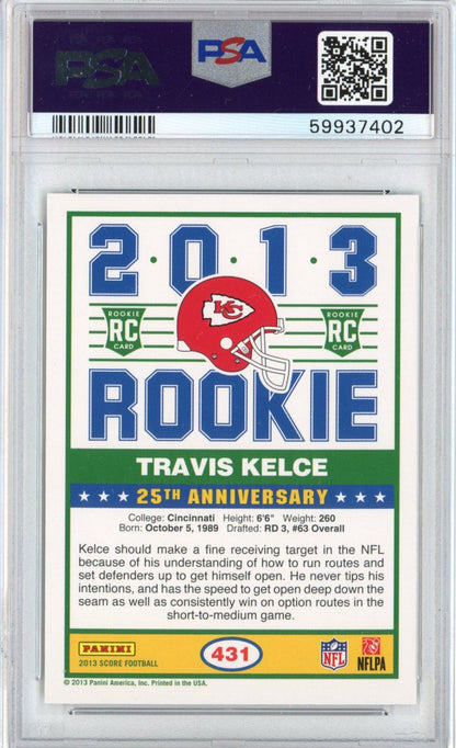 Graded 2013 Panini Score Travis Kelce #431 Rookie RC Football Card PSA 10 Gem Mint
