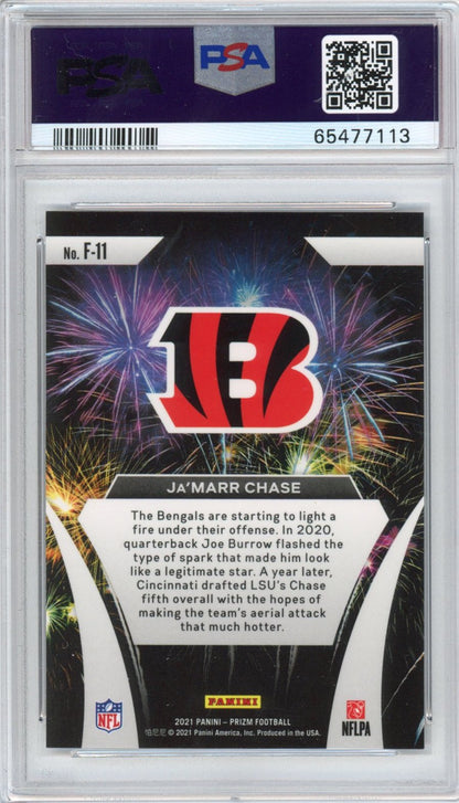 Graded 2021 Panini Prizm Ja'Marr Chase Rookie RC Football Card PSA 10 Gem Mint