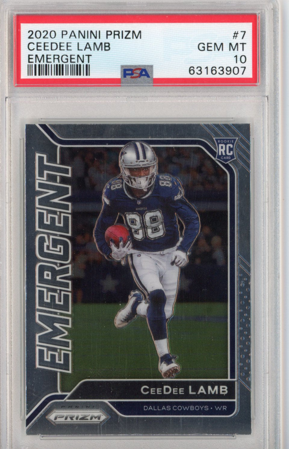 Graded 2020 Panini Prizm CeeDee Lamb Emergent Rookie Card, PSA 10 Gem Mint