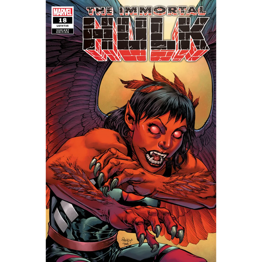 Immortal Hulk 18 Tom Raney Shadow Base Site Variant Cover featuring a winged red-skinned female creature