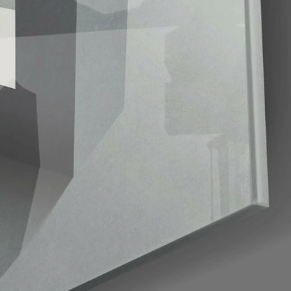 White glossy mirror with silver frame in Impossible Triangle 3D glass wall art