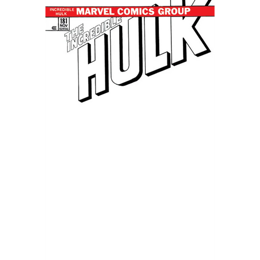Blank comic book cover for The Incredible Hulk 181 Facsimile Edition display