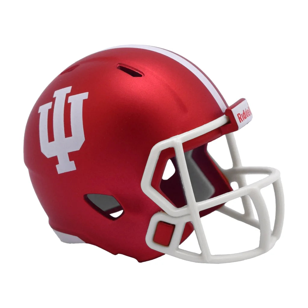 Red Indiana University Riddell Speed Pocket Pro mini helmet with white IU logo