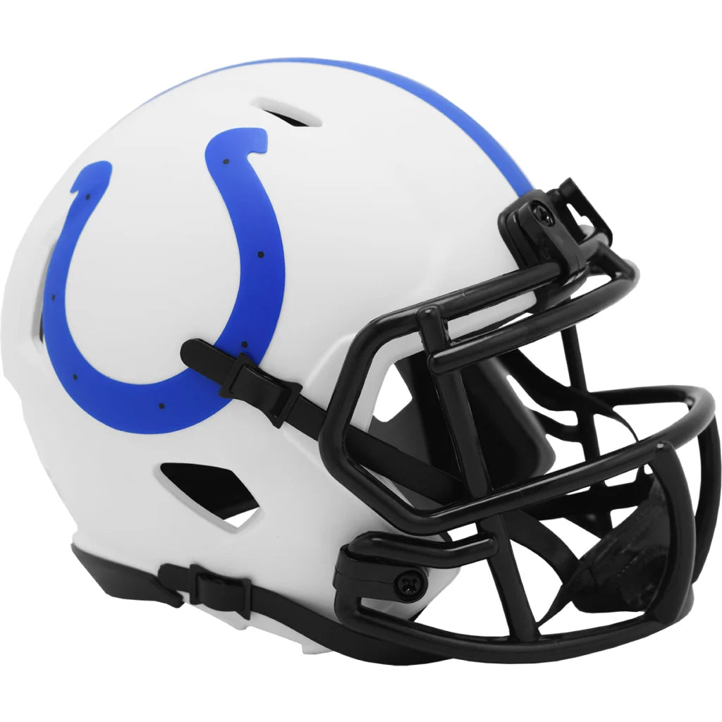 Indianapolis Colts Riddell Lunar Speed Mini Helmet in matte white and blue