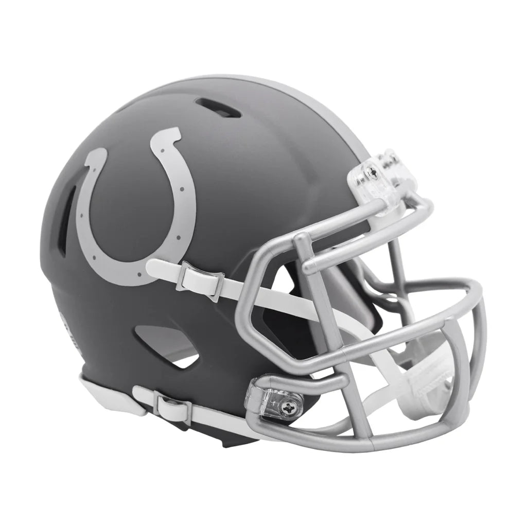 Indianapolis Colts helmet with chrome faceguard and slate black silver accents