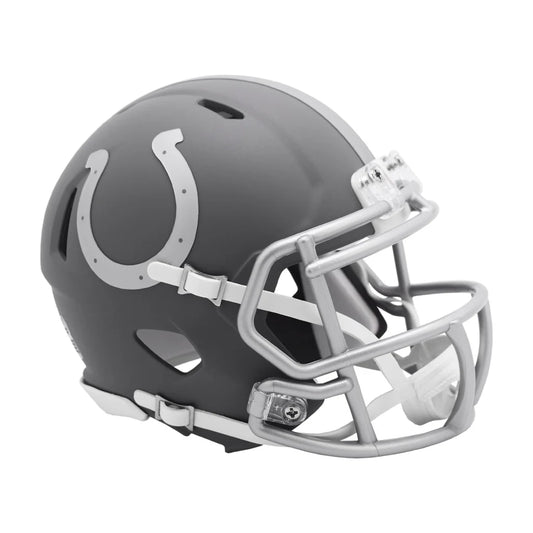 Indianapolis Colts helmet with chrome faceguard and slate black silver accents