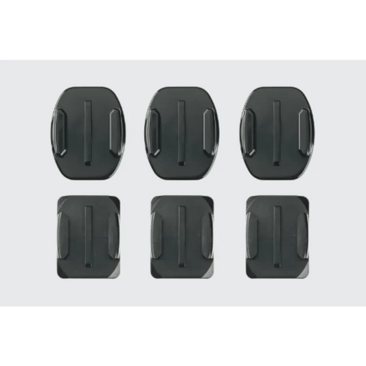 Six black flat adhesive mounts for secure mounting of GoPro and action cameras