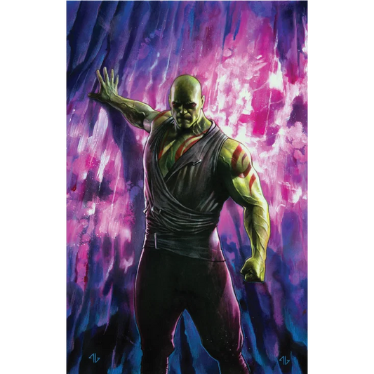 Green Warrior comic books Granov art print featuring muscular green-skinned hero with red markings