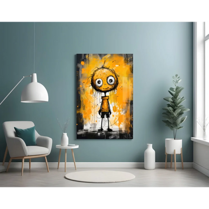 Bold Cartoon Eyes Glass Wall Art in Orange and Black | Modern Wall Art Decor | vintageantiquesgifts.com