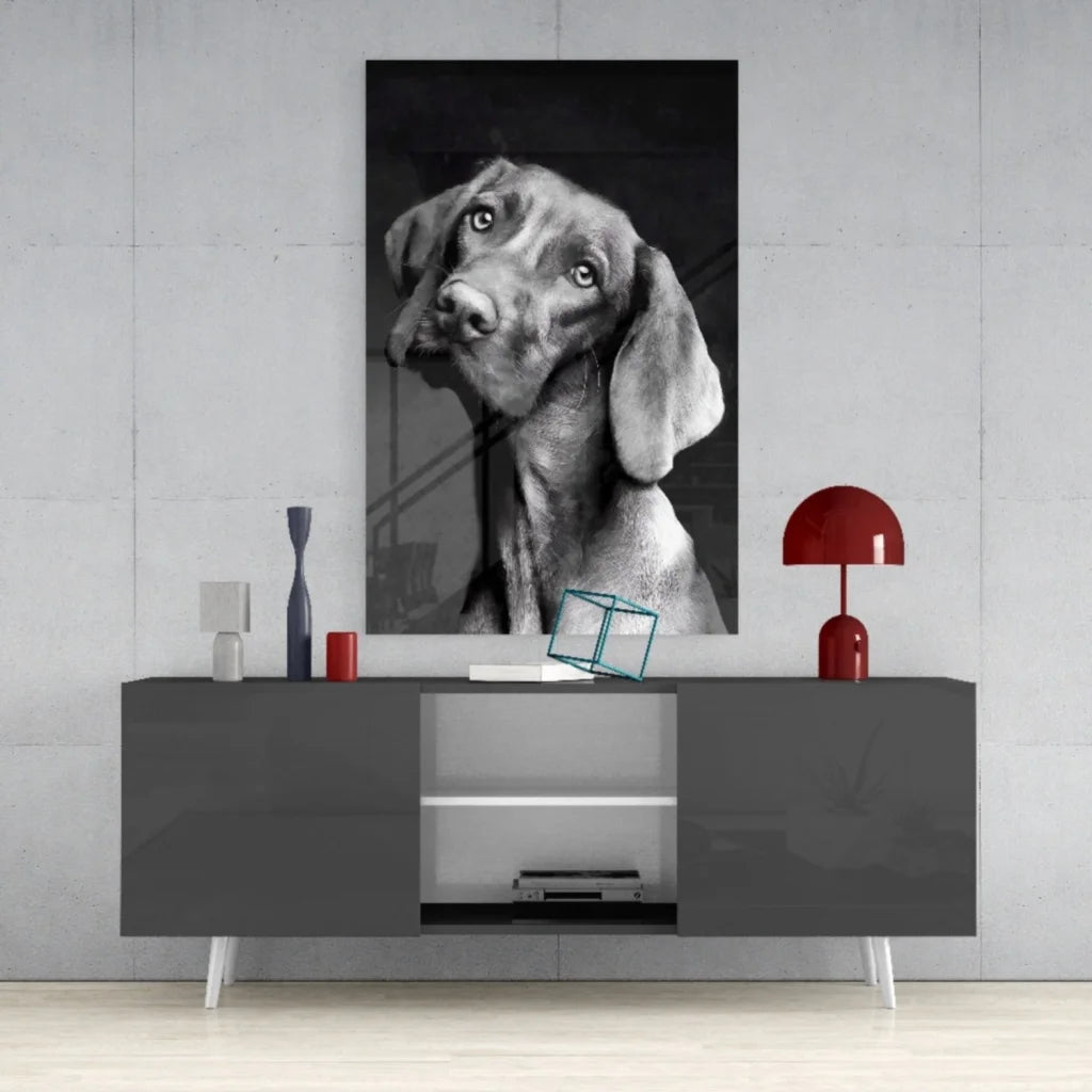 Stunning Weimaraner dog portrait canvas wall art with expressive eyes