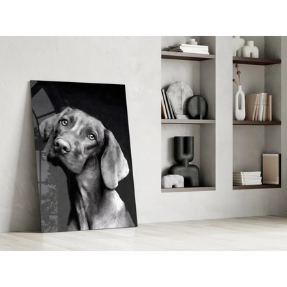 Black and white Weimaraner dog portrait canvas wall art