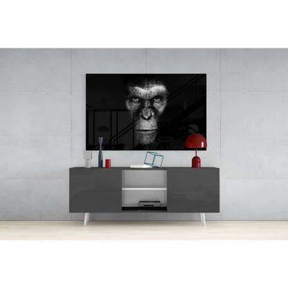 Black-and-white chimpanzee portrait canvas wall art
