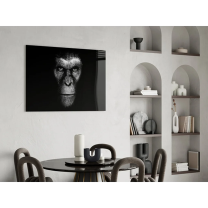 Striking black-and-white chimpanzee portrait wall art
