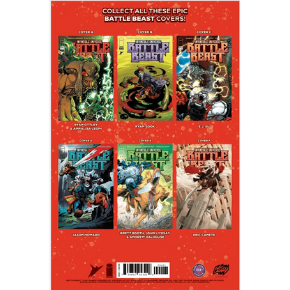 Comic book covers for Invincible Universe Battle Beast series featuring Franck Uzan variant foil art