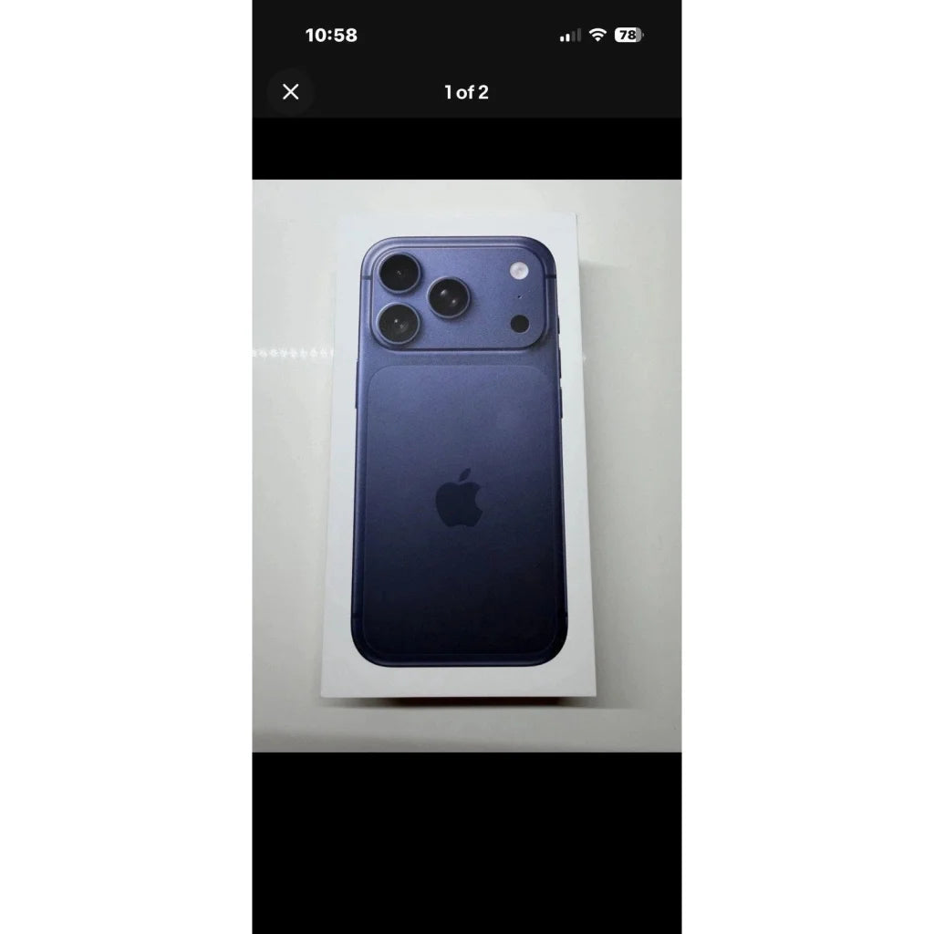 IPhone 17 Pro 256GB Deep Blue box only back view with triple-camera