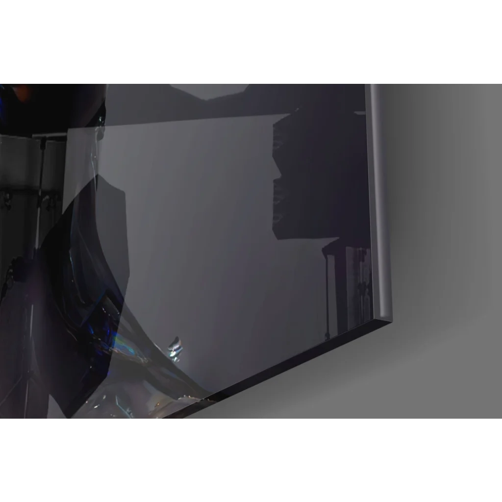 Sleek dark gray rectangular glass wall art mirror with thin metallic frame