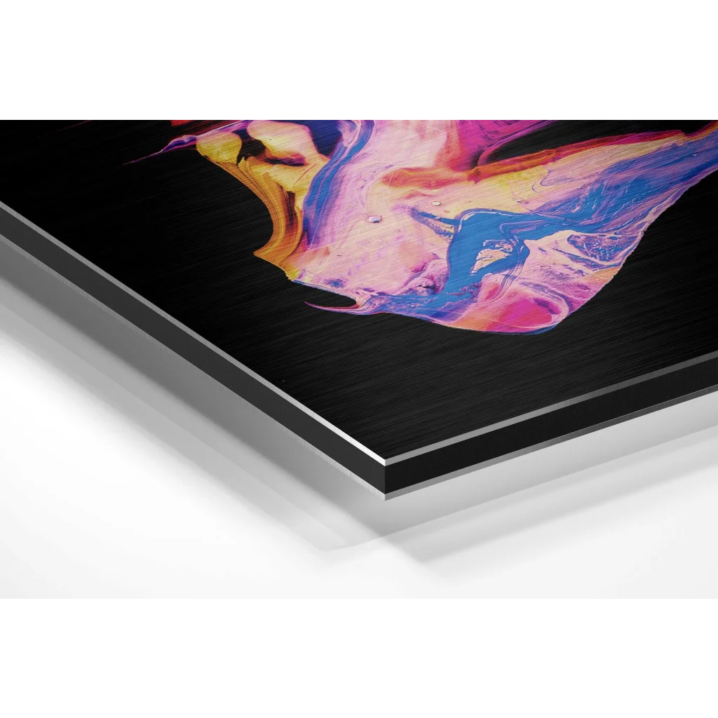Iridescent Swirl Art on Brushed Aluminium Dibond Panel | Glass Wall Art Print | vintageantiquesgifts.com
