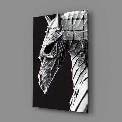 Epic Armored Dragon Head Glass Wall Art Canvas Print | Glass Wall Art Print | vintageantiquesgifts.com