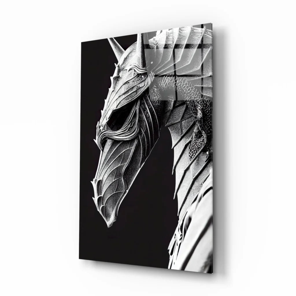 Epic Armored Dragon Head Glass Wall Art Canvas Print | Insigneart USA | vintageantiquesgifts.com