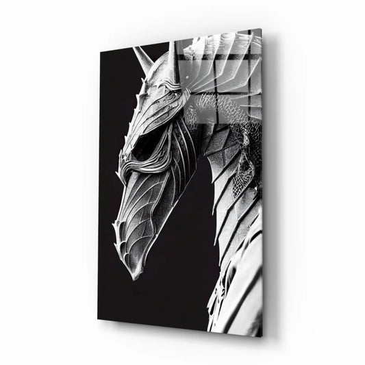 Epic Armored Dragon Head Glass Wall Art Canvas Print | Insigneart USA | vintageantiquesgifts.com