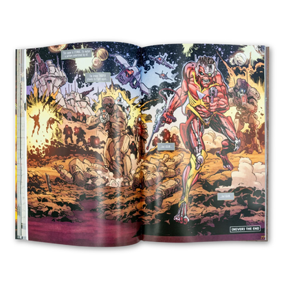 Open Iron Maiden comic book by Rantz Hoseley with a vibrant action-packed spread