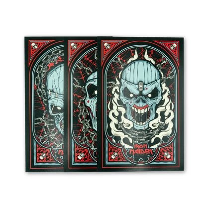 Iron Maiden Eddie skull posters in gothic style from Rantz Hoseley’s Piece of Mind set