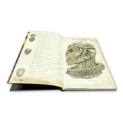 Open book with mummy head illustration from Iron Maiden Rantz Hoseley Piece of Mind set