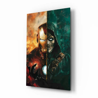 Epic Iron Man vs Doctor Strange split canvas wall art battle scene