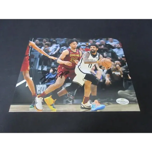 Autographed Isaac Okoro Cleveland Cavaliers action photo with Kyrie Irving in play
