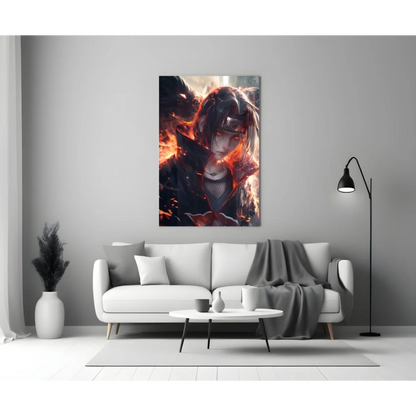 Fiery Itachi Uchiha anime glass wall art canvas print