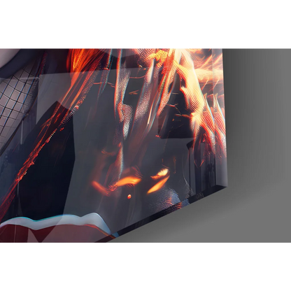 Itachi Uchiha fiery flames glass wall art canvas print