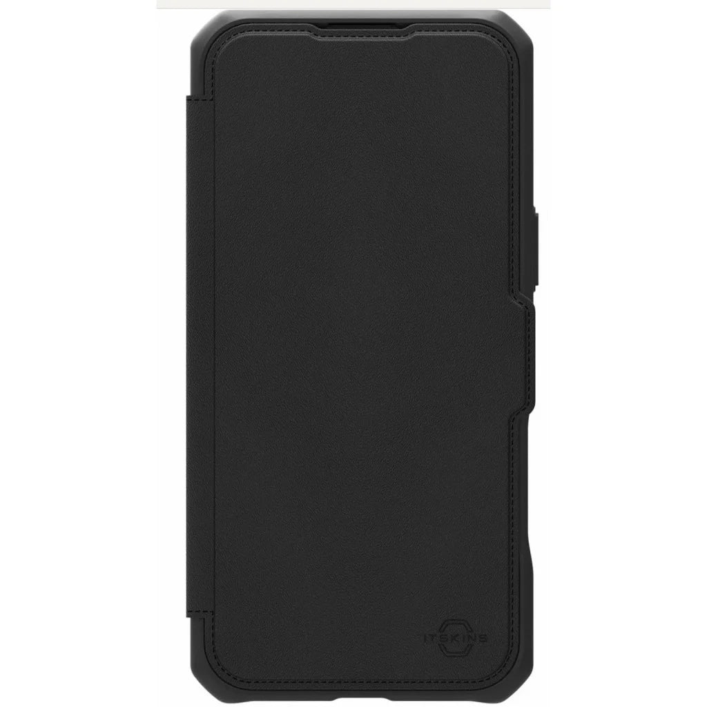 Black ITSKINS Hybrid R Folio protective phone case back for iPhone 17 Pro