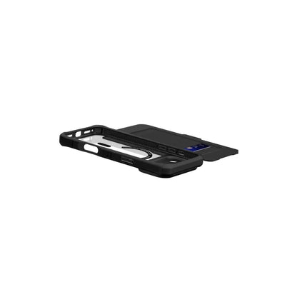 ITSKINS Hybrid R Folio protective phone case for iPhone 17 Pro, black back view