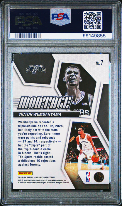 Graded 2023 Panini Mosaic Victor Wembanyama #7 Montage Rookie RC Basketball Card PSA 10 Gem Mint