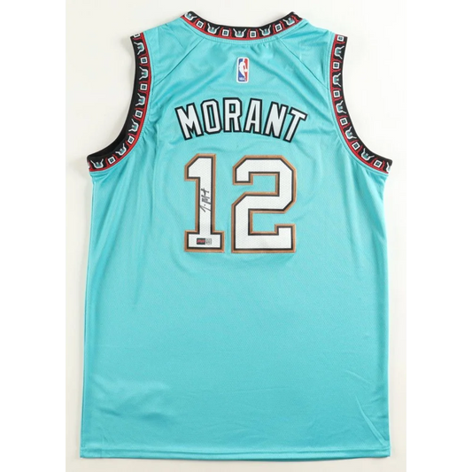 Light blue Ja Morant signed Vancouver Grizzlies jersey with authentication and Morant 12 on back