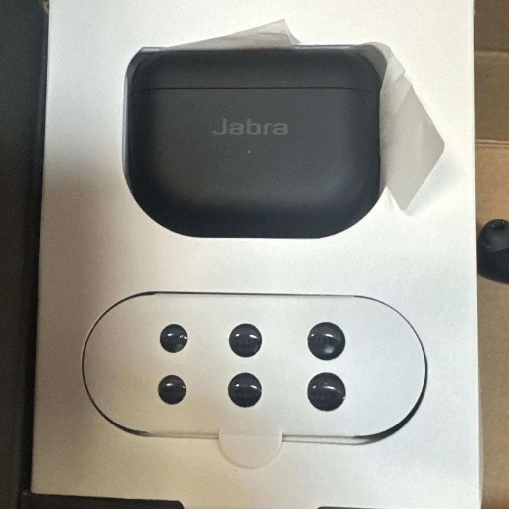 Jabra Elite 10 Titanium Black earbuds charging case, matte finish, silver logo